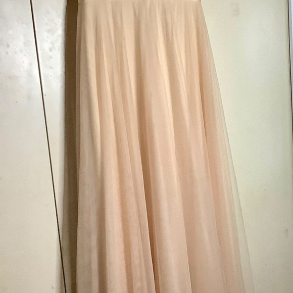 Peach gown w Beaded Empire Bodice and Tulle Skirt S/M - Picture 3 of 6